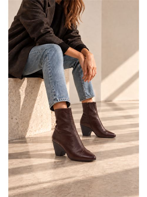 Stivaletto in pelle marrone con zeppa MARTINA T | S2152NEW MESSICOSEQUOIA